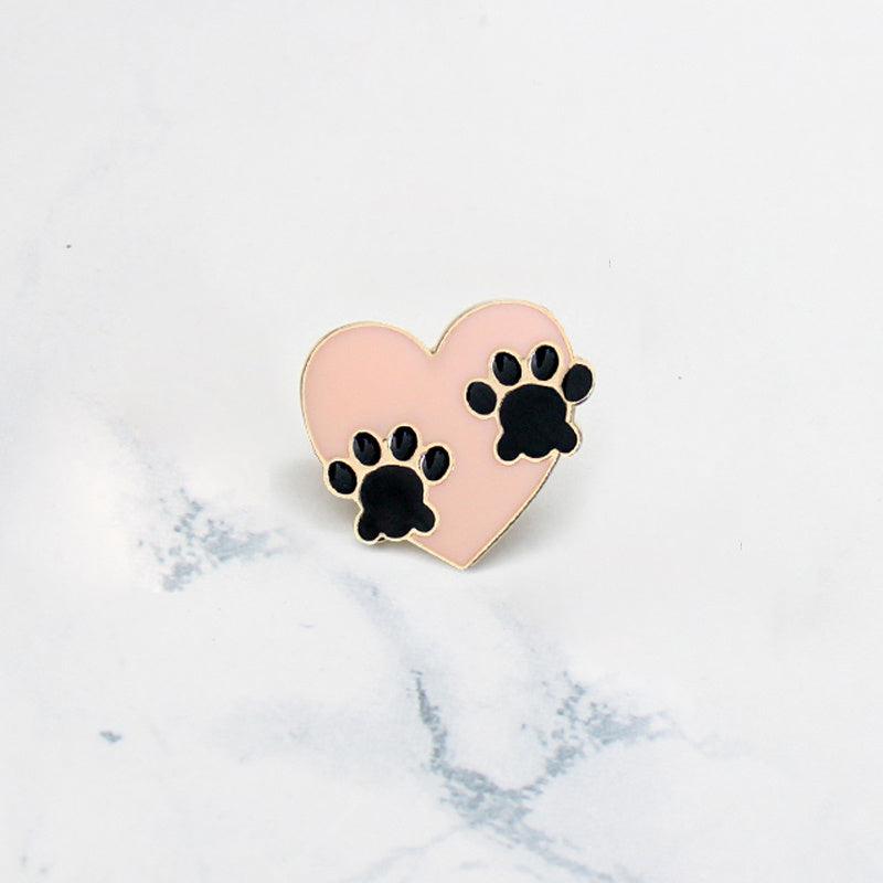 Cat's Paw Heart Alloy Brooch