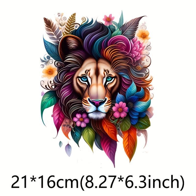 Colorful Lion DIY Patches Iron On Sublimation Stickers Heat Press Decals Sublima