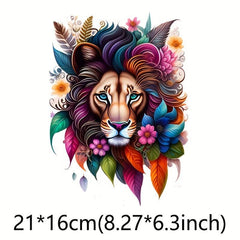 Colorful Lion DIY Patches Iron On Sublimation Stickers Heat Press Decals Sublima