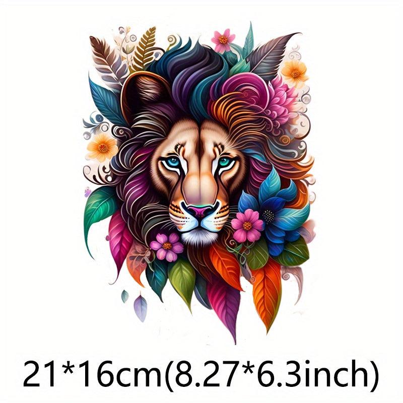 Colorful Lion DIY Patches Iron On Sublimation Stickers Heat Press Decals Sublima
