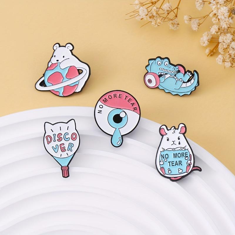 Dino Barbell Big Eyeball Brooch Men