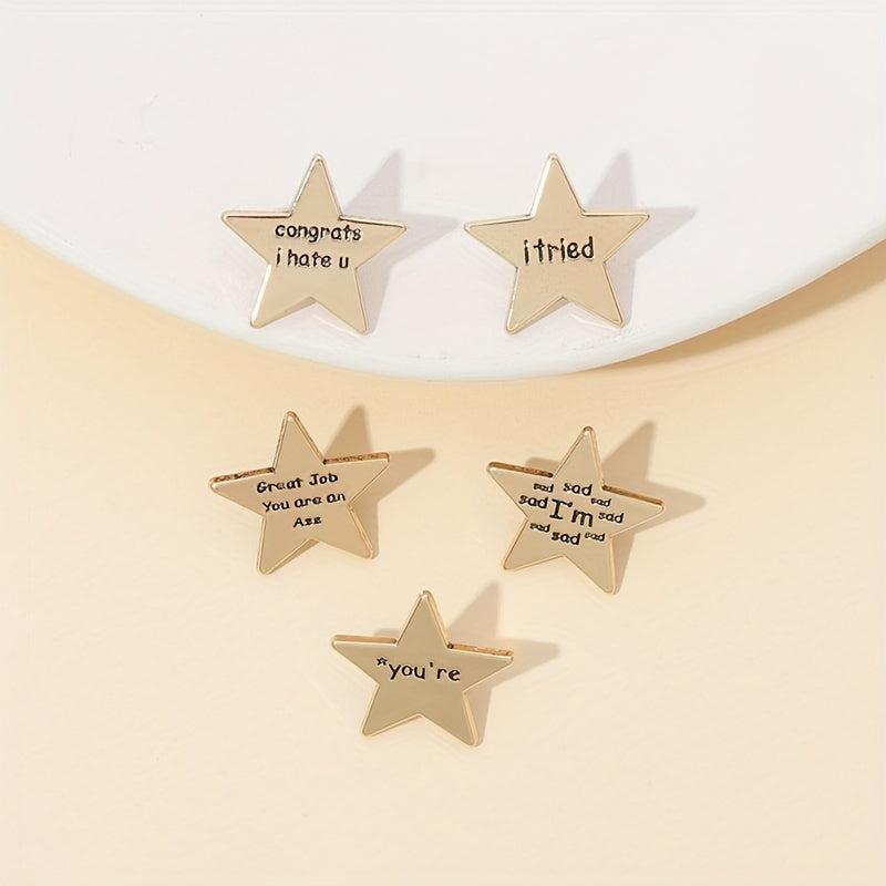 Five-pointed Star Shape Letter Brooch Backpack Pin
