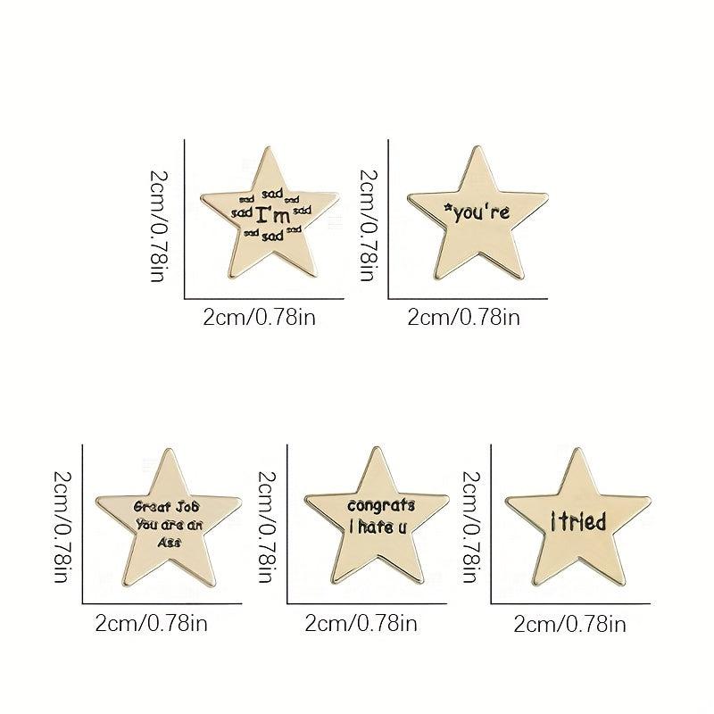 Five-pointed Star Shape Letter Brooch Backpack Pin