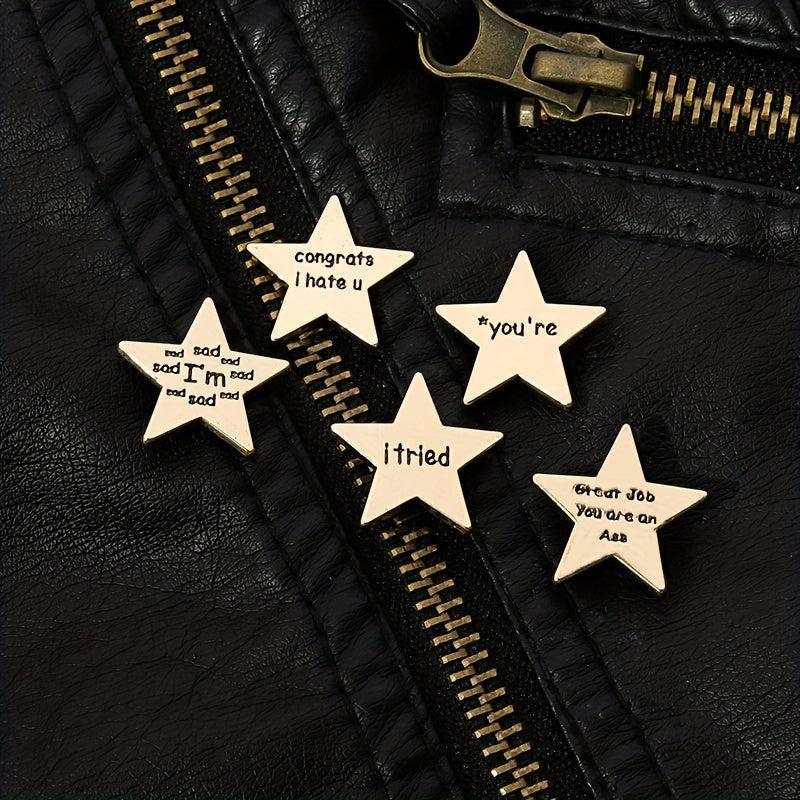 Five-pointed Star Shape Letter Brooch Backpack Pin