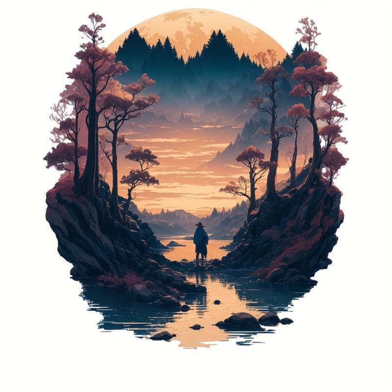 Night Scene Heat Transfer Patch for Men