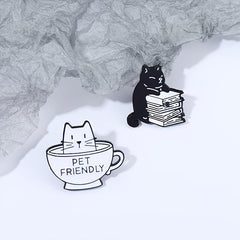 2pcs Pet Friendly Enamel Pin & Cat Brooch Mug Lapel Badges Animal Jewelry