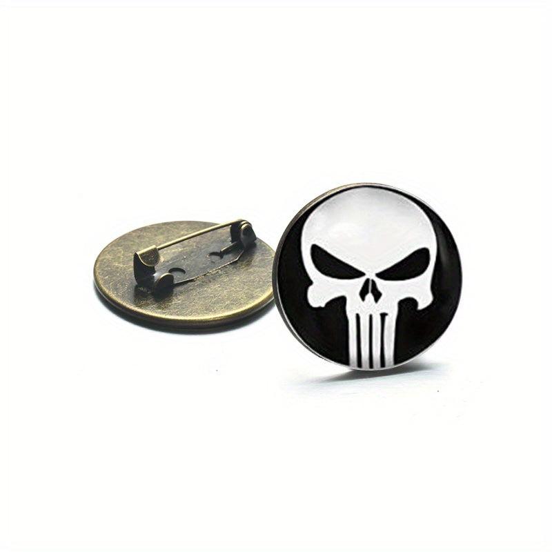 Skull Round Circle Button Men's Brooch Pin