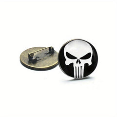 Skull Round Circle Button Men's Brooch Pin