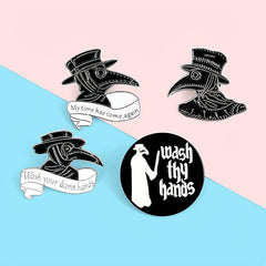 4pcs Plague Doctor Enamel Pins Set Gothic Punk Pins For Jackets Hats