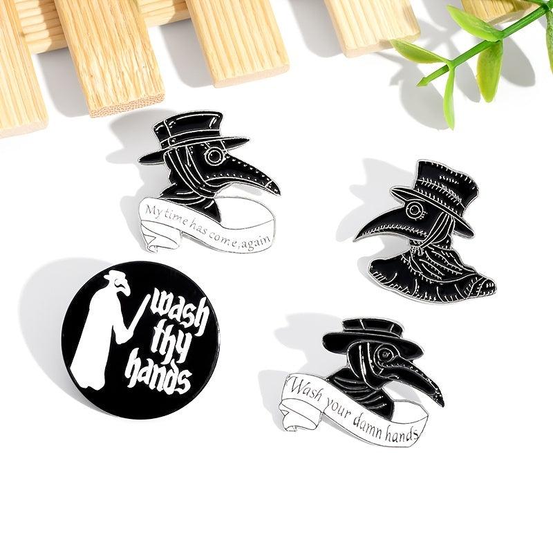 4pcs Plague Doctor Enamel Pins Set Gothic Punk Pins For Jackets Hats