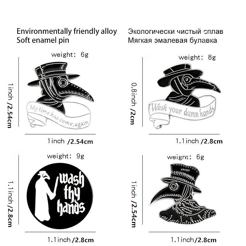 4pcs Plague Doctor Enamel Pins Set Gothic Punk Pins For Jackets Hats