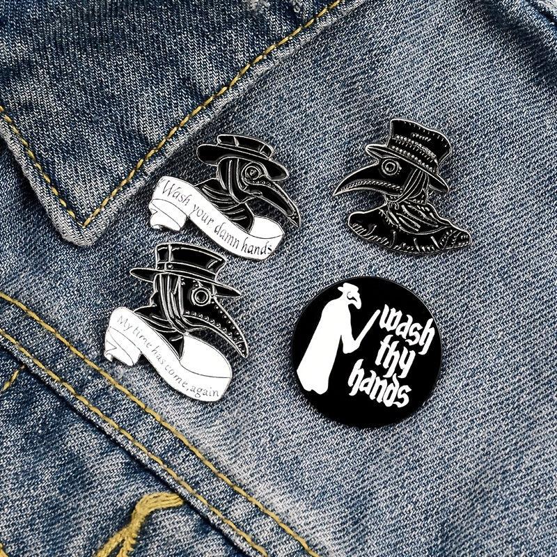 4pcs Plague Doctor Enamel Pins Set Gothic Punk Pins For Jackets Hats