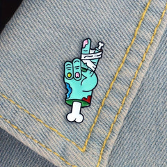 Zombie Skeleton Hand Brooch