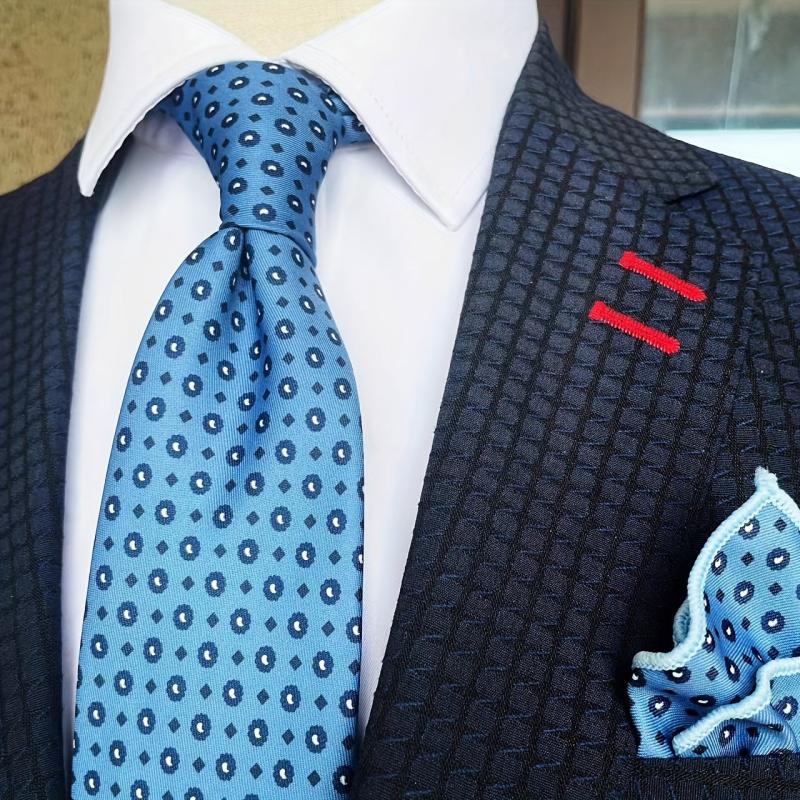 Men's Vintage Print Tie And Pocket Square Classic Party