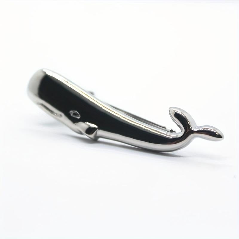 Silver Whale Tie Clip for Men's Wedding Business