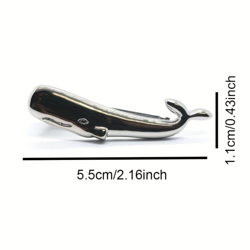 Silver Whale Tie Clip for Men's Wedding Business