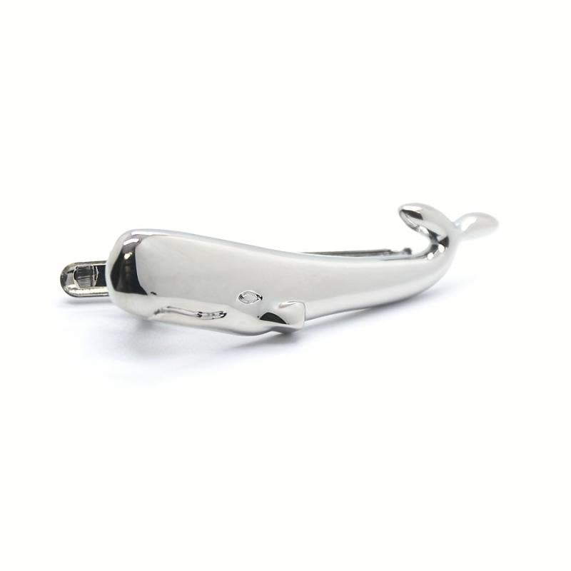 Silver Whale Tie Clip for Men's Wedding Business