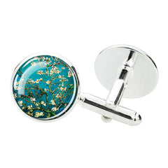 Oil Painting Flower Cufflinks For Men Shirt