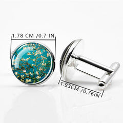 Oil Painting Flower Cufflinks For Men Shirt