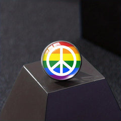 Peace Sign Collar Pin Brooch Round Lapel Pin Stainless Steel Button Buckle Pin