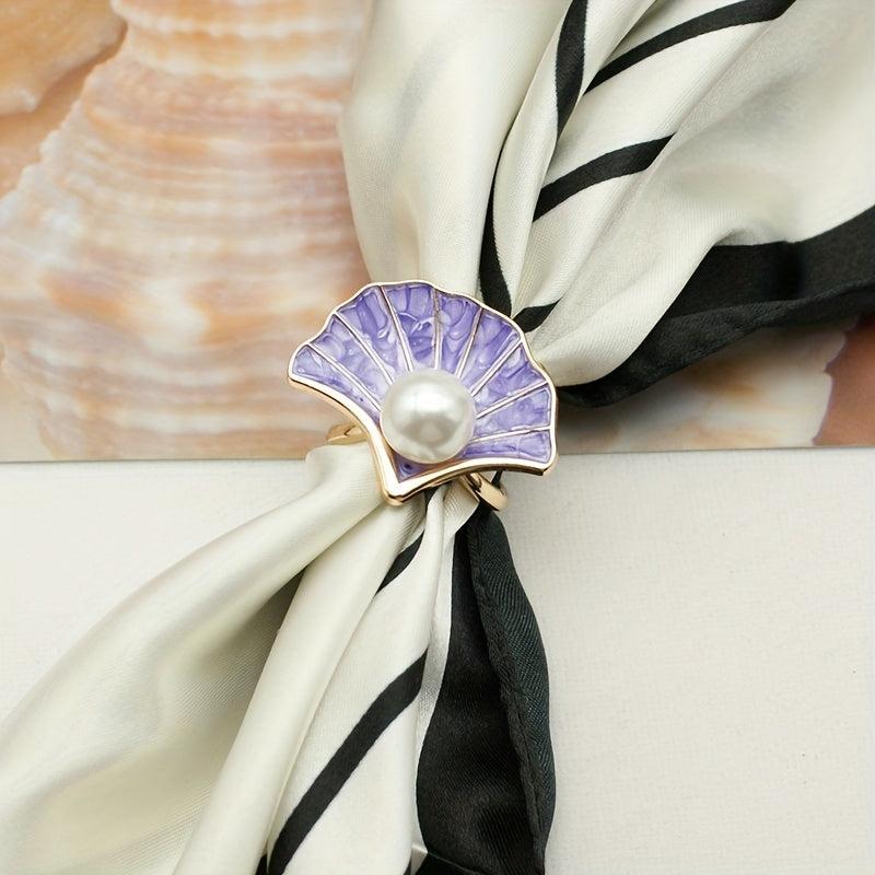 Shell Faux Pear Scarf Buckle Decorative Pocket Square Buckle