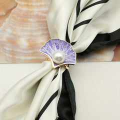 Shell Faux Pear Scarf Buckle Decorative Pocket Square Buckle