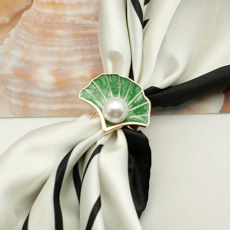 Shell Faux Pear Scarf Buckle Decorative Pocket Square Buckle