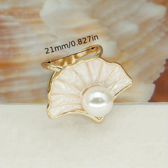 Shell Faux Pear Scarf Buckle Decorative Pocket Square Buckle