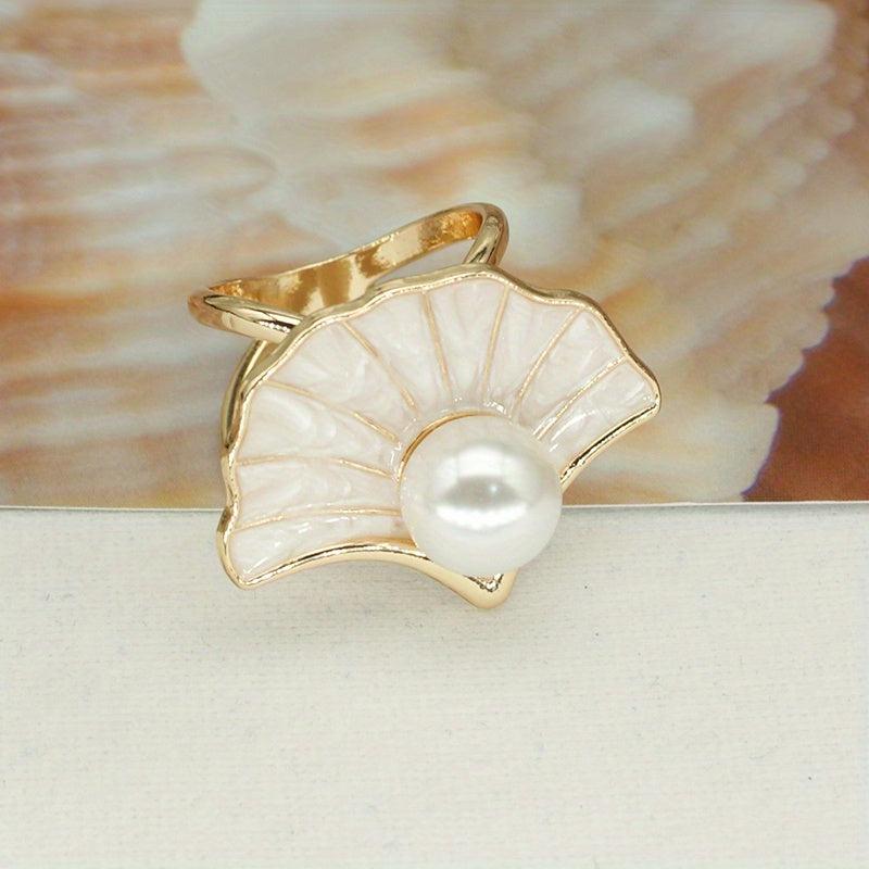 Shell Faux Pear Scarf Buckle Decorative Pocket Square Buckle