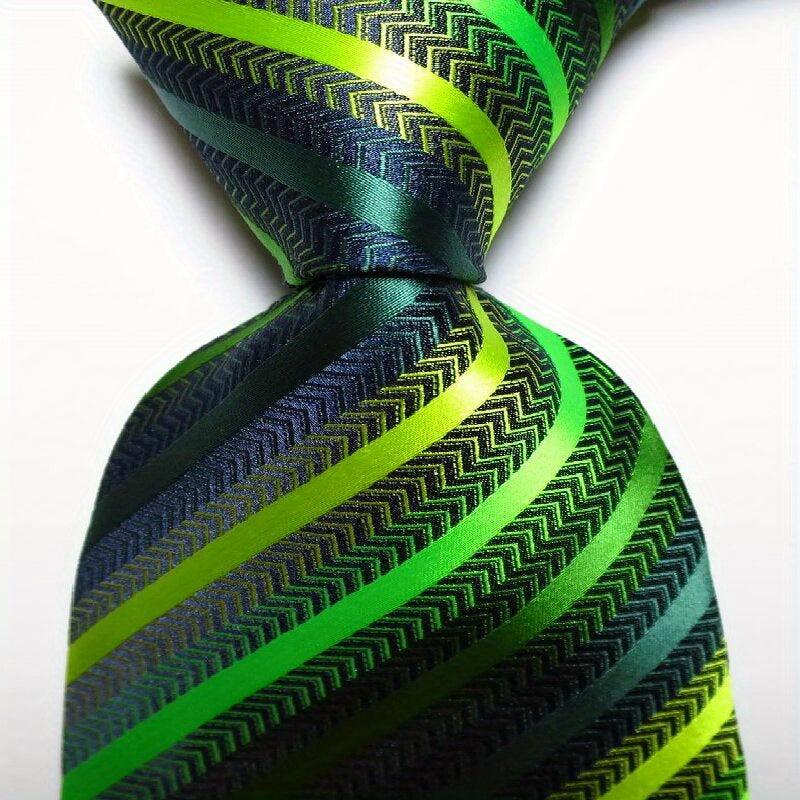 Men's Striped Tie Set Red Yellow Jacquard Woven Necktie