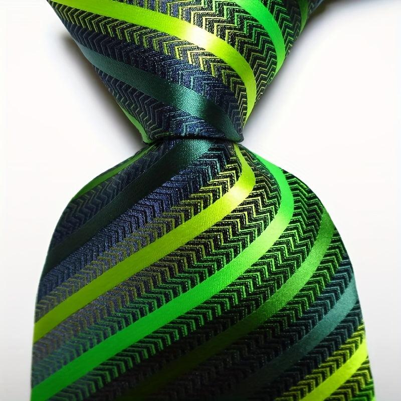 Men's Striped Tie Set Red Yellow Jacquard Woven Necktie