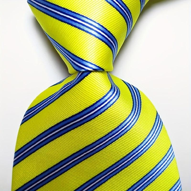 Men's Striped Tie Set Red Yellow Jacquard Woven Necktie