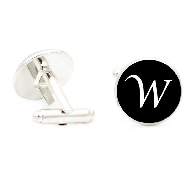 Metal Letter U Cufflinks 16MM Round Suit Shirt Cufflinks