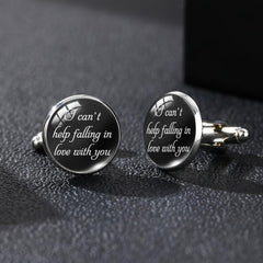 Personalized I Love You More & Can't Help Falling In Love Cufflinks