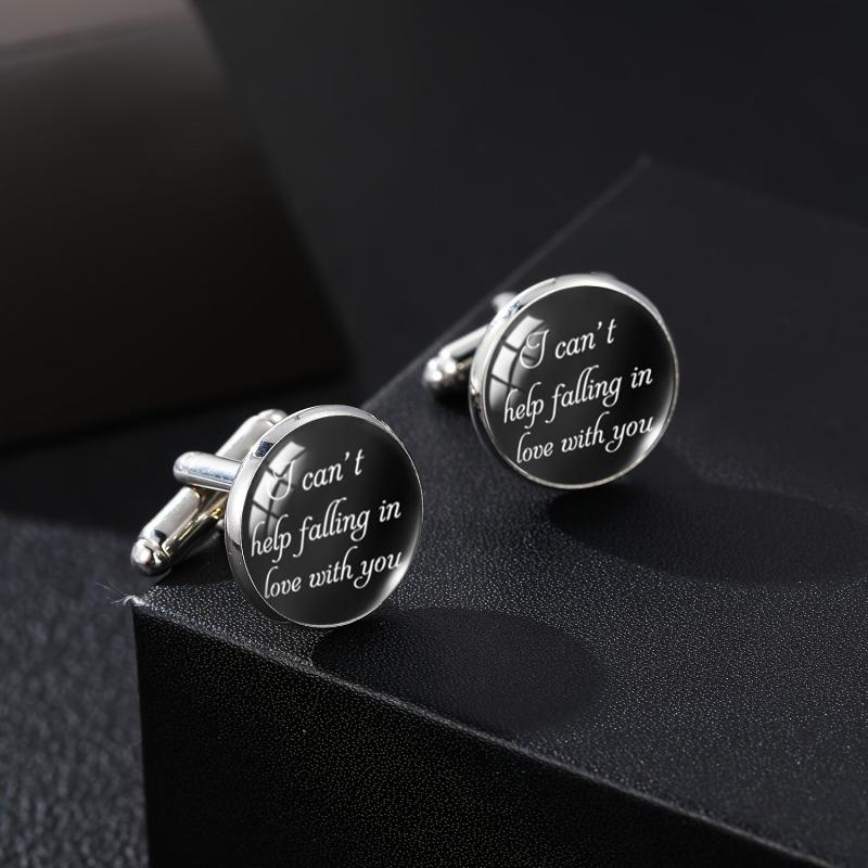 Personalized I Love You More & Can't Help Falling In Love Cufflinks
