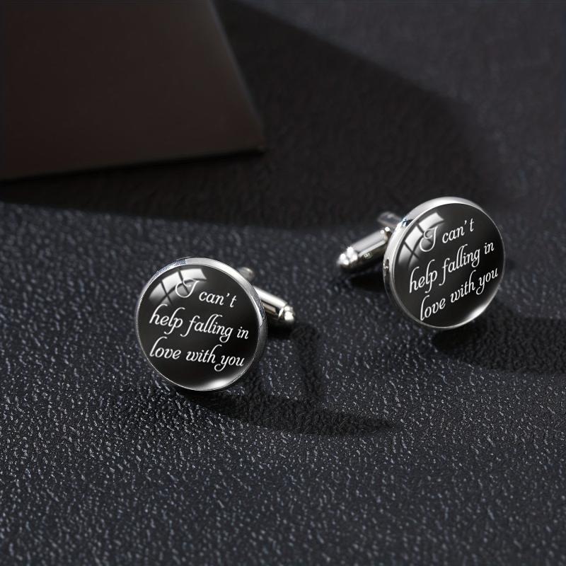 Personalized I Love You More & Can't Help Falling In Love Cufflinks