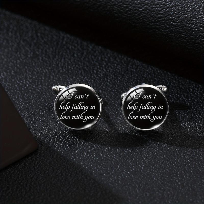 Personalized I Love You More & Can't Help Falling In Love Cufflinks