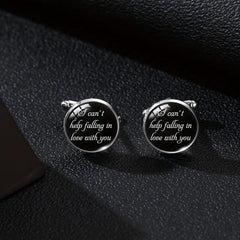 Personalized I Love You More & Can't Help Falling In Love Cufflinks