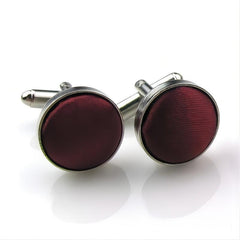 Business Men's Cufflinks Metal Yarn Dyed Cloth Button Round French Cufflink