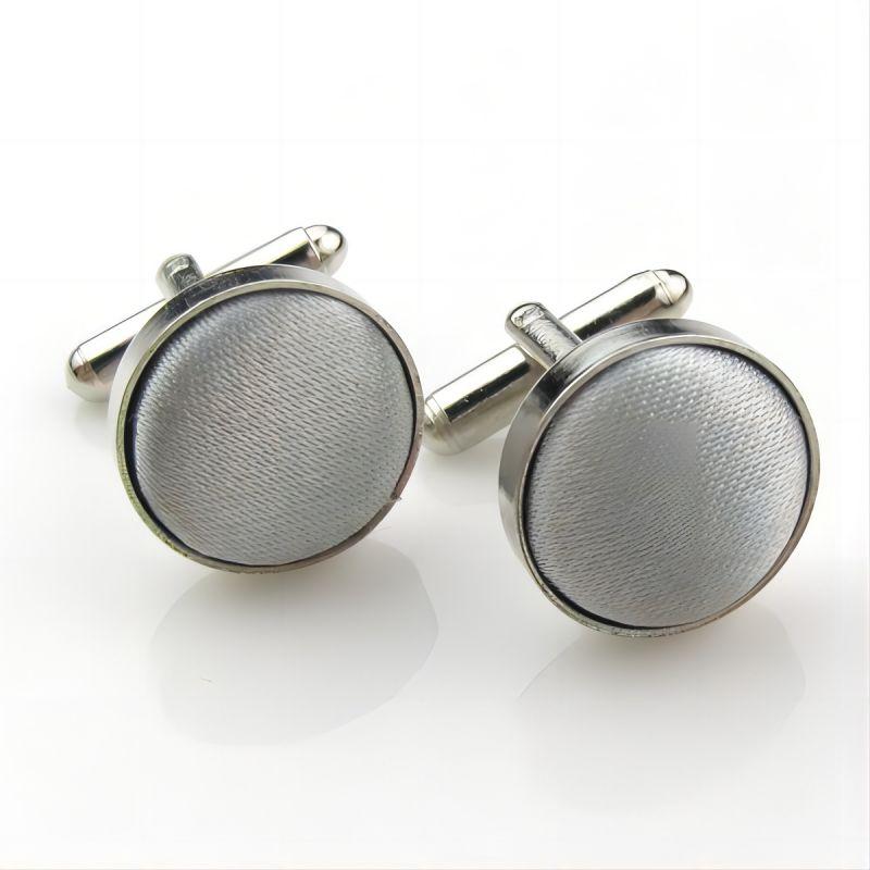 Business Men's Cufflinks Metal Yarn Dyed Cloth Button Round French Cufflink