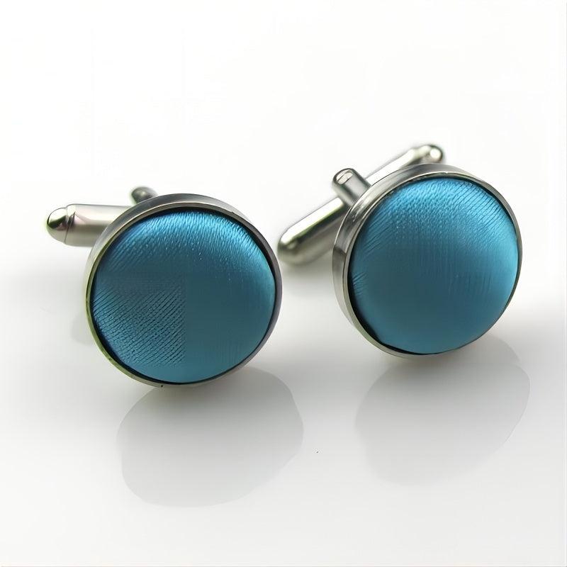 Business Men's Cufflinks Metal Yarn Dyed Cloth Button Round French Cufflink