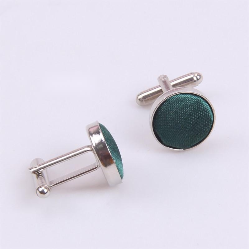 Business Men's Cufflinks Metal Yarn Dyed Cloth Button Round French Cufflink