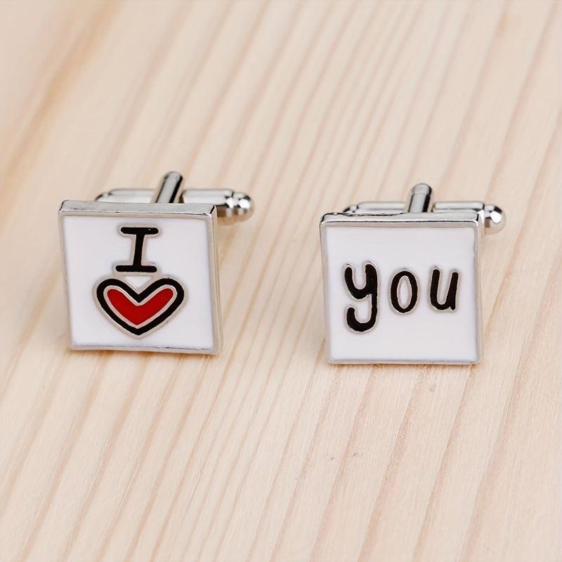 I Love You French Cufflinks for Couple