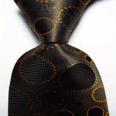 Men's Classic Printed Dot Tie Brown Purple Flower Business Wedding Tie