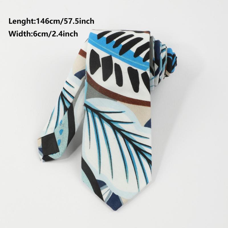 Men's Irregular Plant Leaf Pattern Tie Holiday Party Business Accessory
