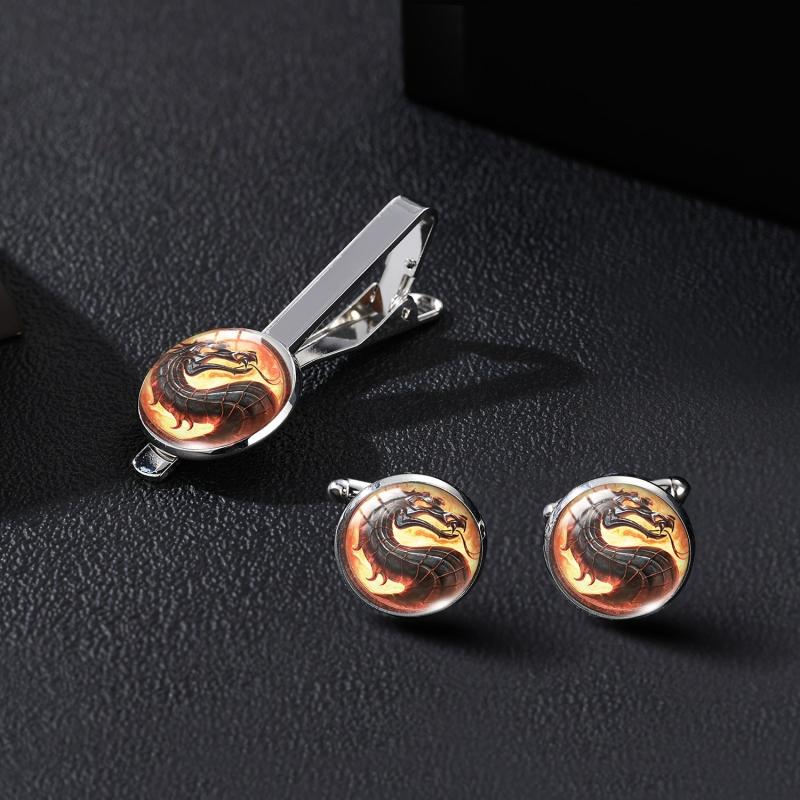 Dragon King Cufflinks & Tie Clip Set for Men