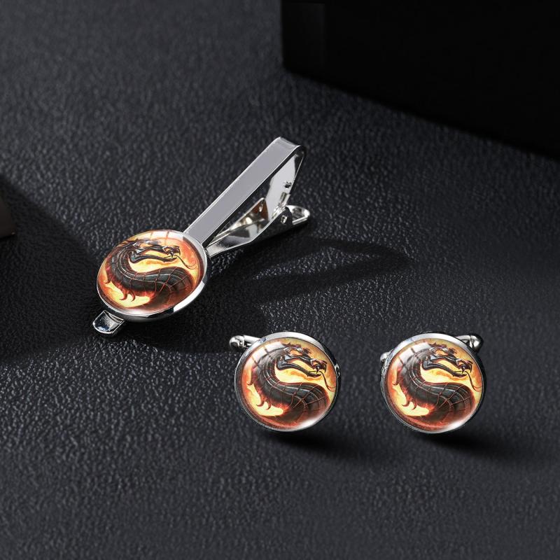 Dragon King Cufflinks & Tie Clip Set for Men
