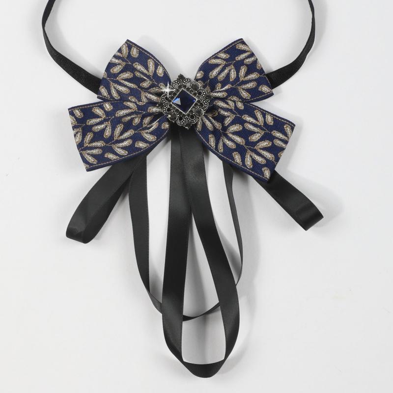Men's Suit Retro Sapphire Plant Pattern Streamer Tassel Collar Bow Tie