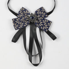 Men's Suit Retro Sapphire Plant Pattern Streamer Tassel Collar Bow Tie