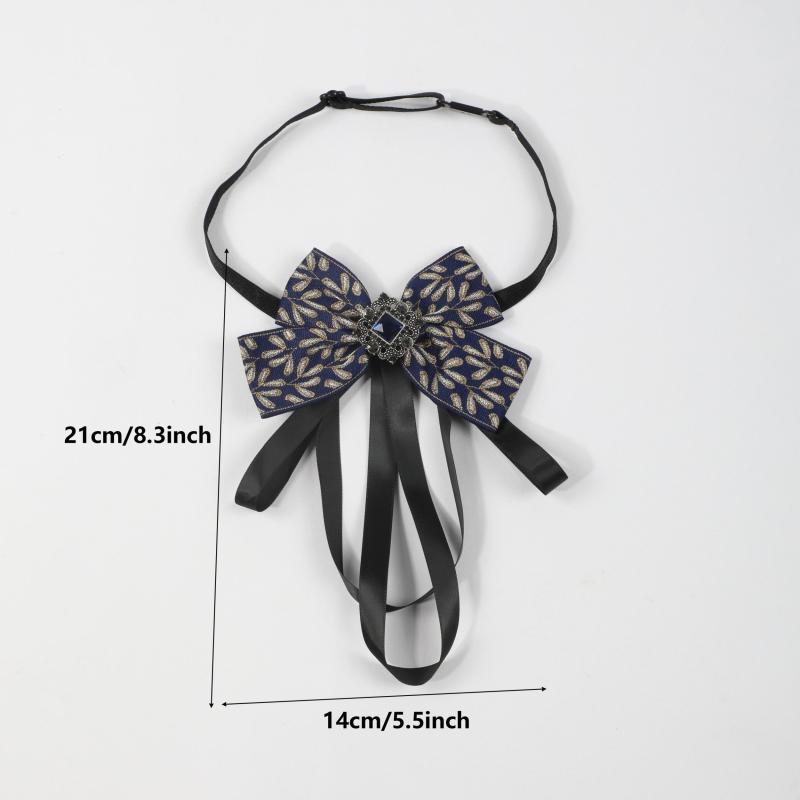 Men's Suit Retro Sapphire Plant Pattern Streamer Tassel Collar Bow Tie